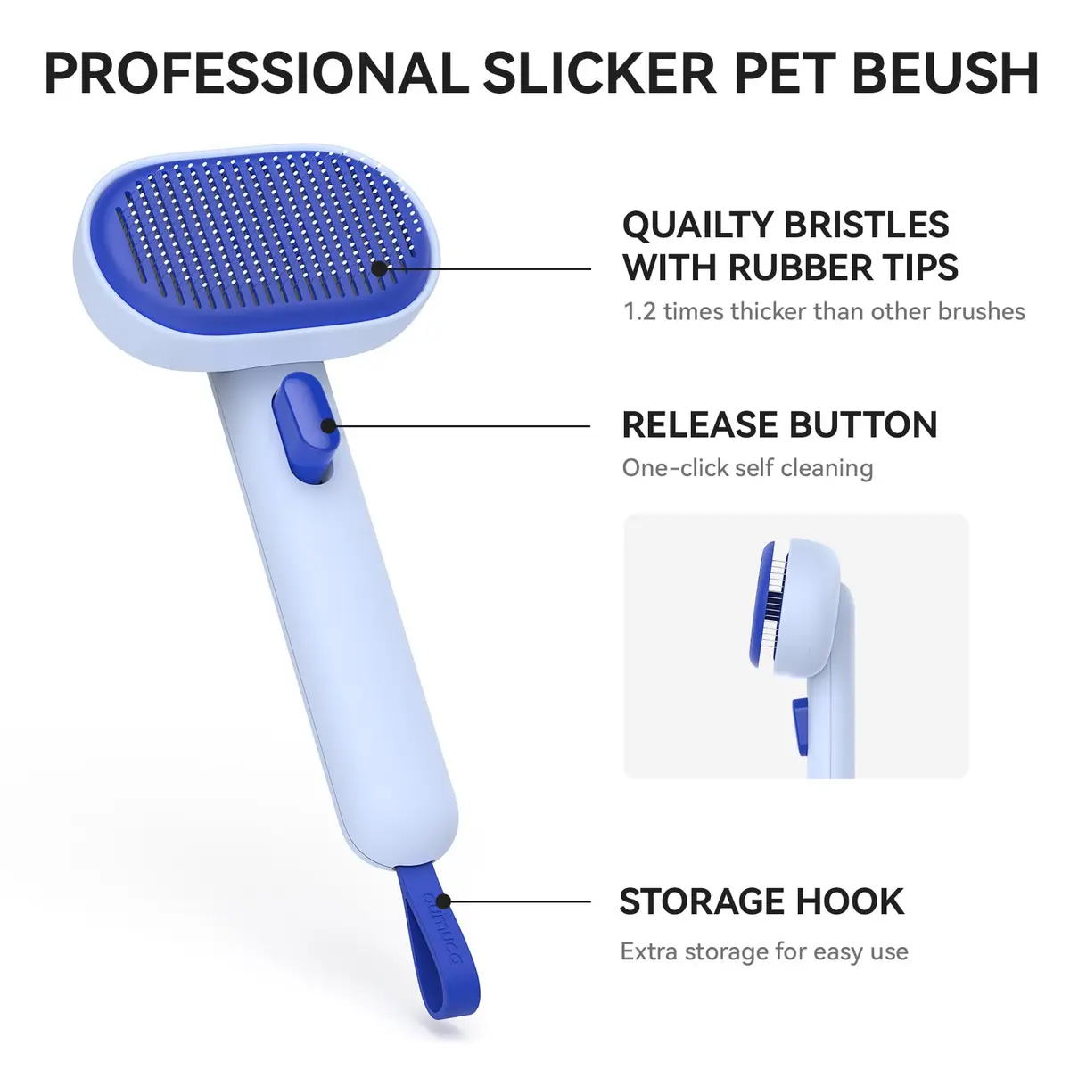 Aumuca Skin Friendly Self-Cleaning Slicker Brush for Dogs & Cats | Gentle Pet Grooming Tool for Shedding & Deshedding - view 8