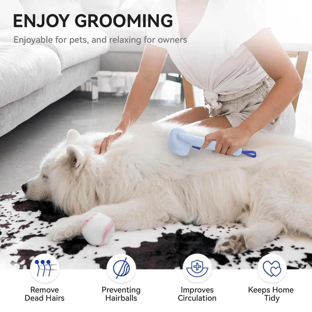 Aumuca Skin Friendly Self-Cleaning Slicker Brush for Dogs & Cats | Gentle Pet Grooming Tool for Shedding & Deshedding - view 4