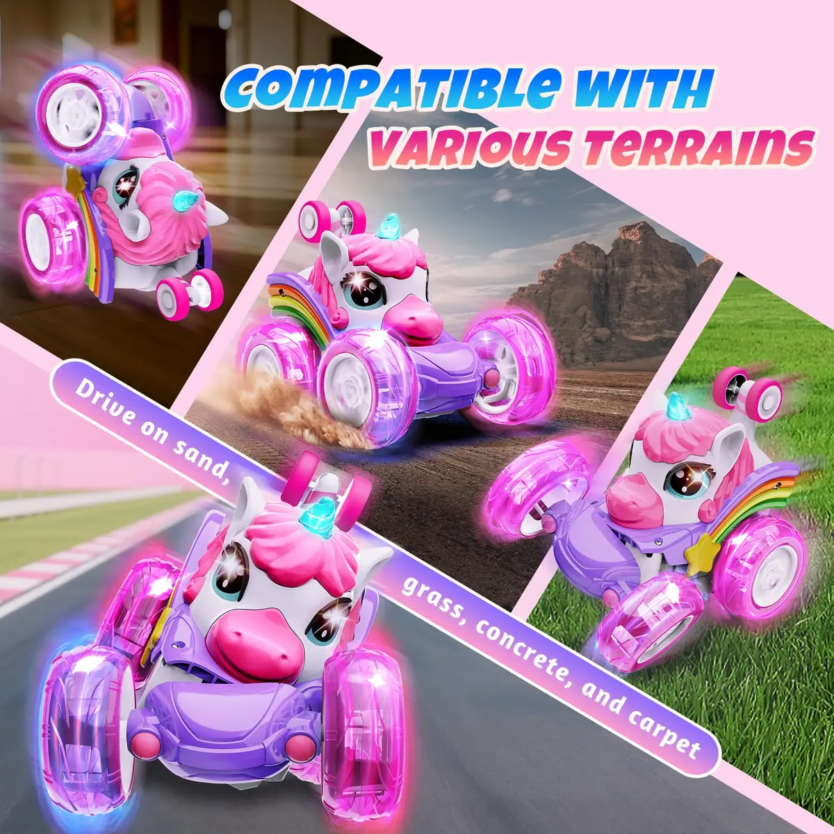 Motivekit Unicorn Stunt RC Car 12.7cm (5 inches) | ASTM-Tested Educational Toy for Kids 3+ - view 2