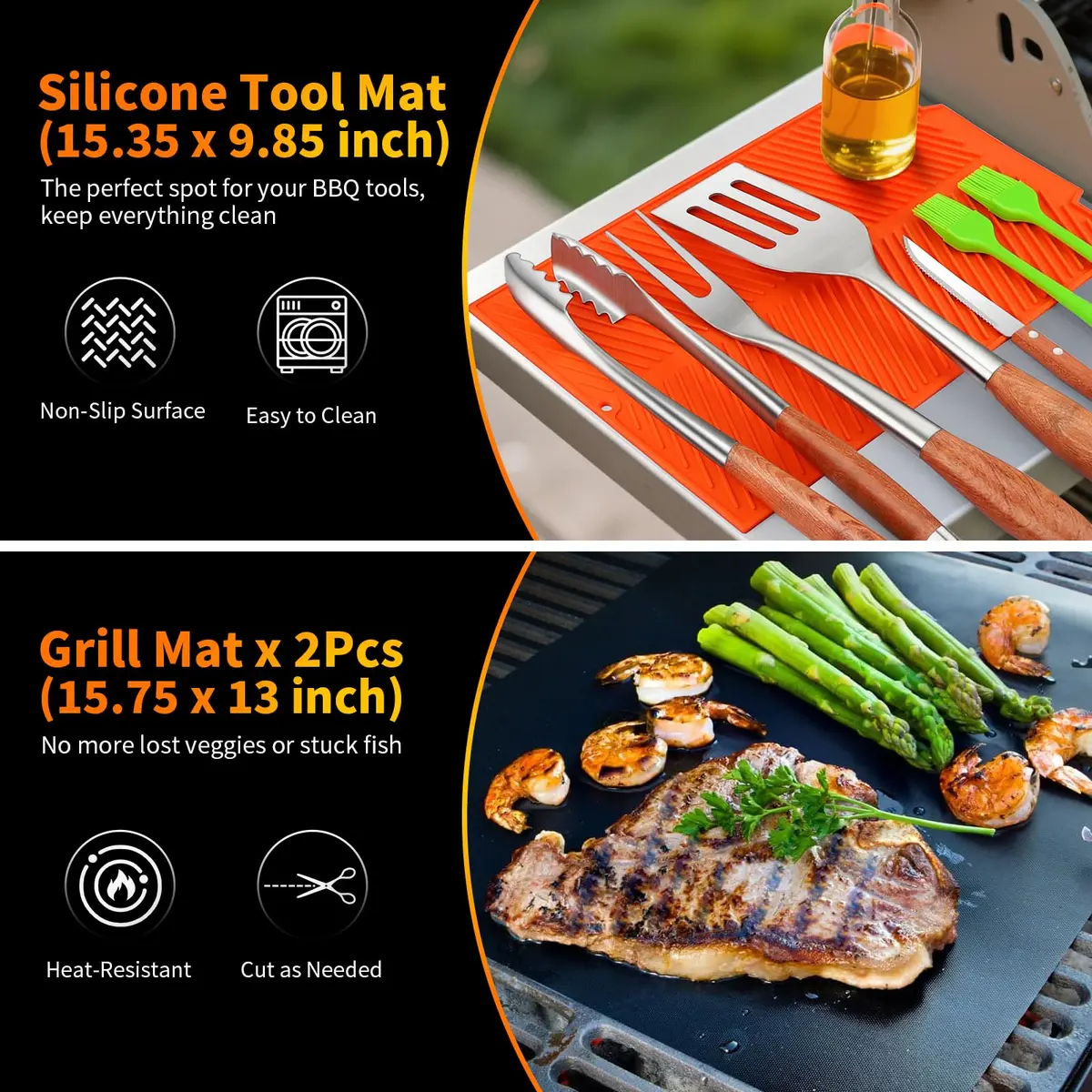 RIKOJUXI Heavy Duty Stainless Steel BBQ Accessories Tools Set Grill Gift | 16 Inch Long Handles for Safety - view 6