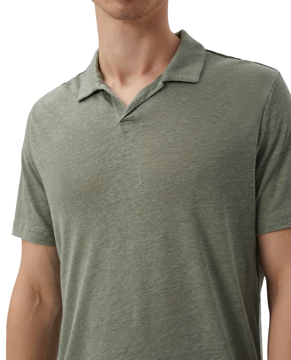 Onia Shaun Linen Polo Solid Sage | Relaxed Fit, Buttonless Johnny Collar, 100% Linen - view 3