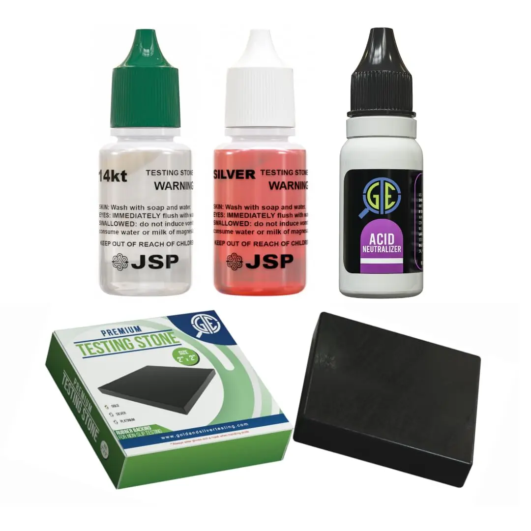 Gemtone Professional Gold and Silver Testing Kit with 14K Solution, Stone & Neutralizer | 8 oz (227 g) - main product image