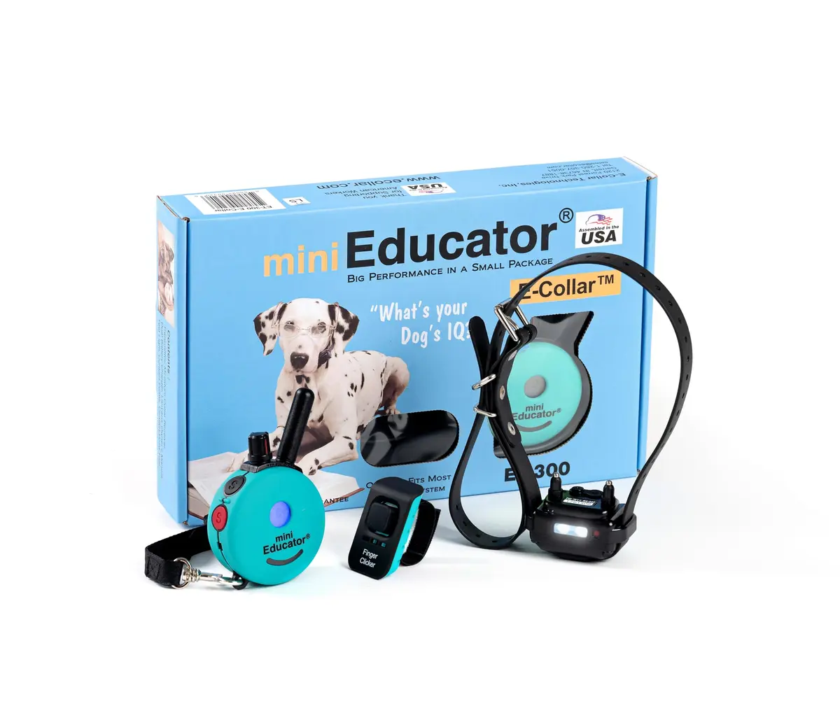 Mini Educator ET-300 Teal Remote Dog Training Collar | 1 Dog, 100 Levels, Vibration & Tone - main product image