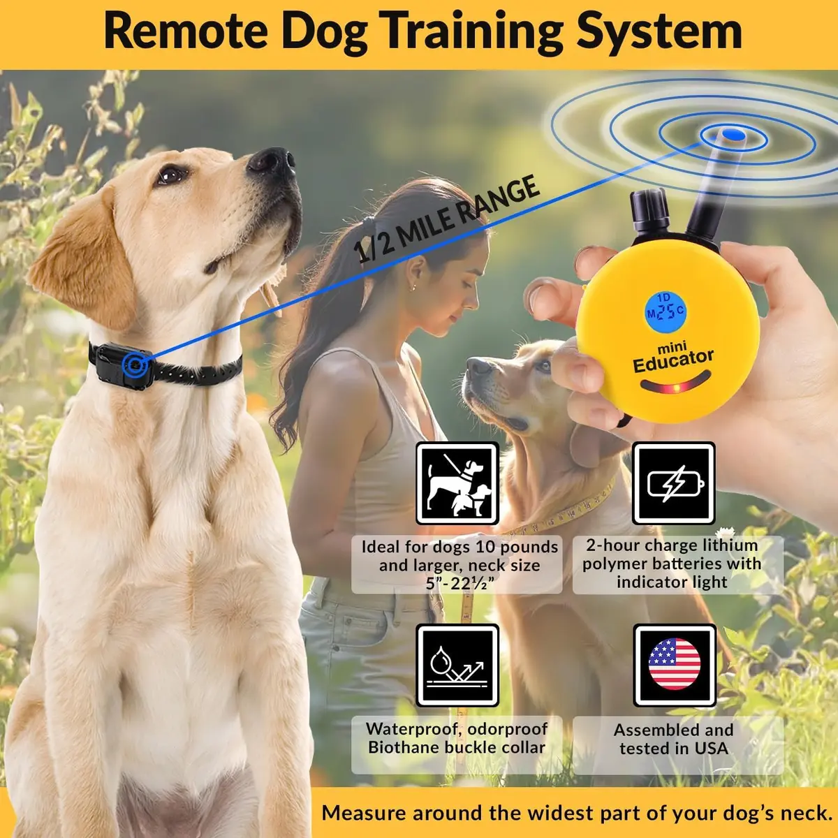Mini Educator ET-300 Green Animal Collar | 1/2 Mile Range, Humane Vibration & Tone - view 3