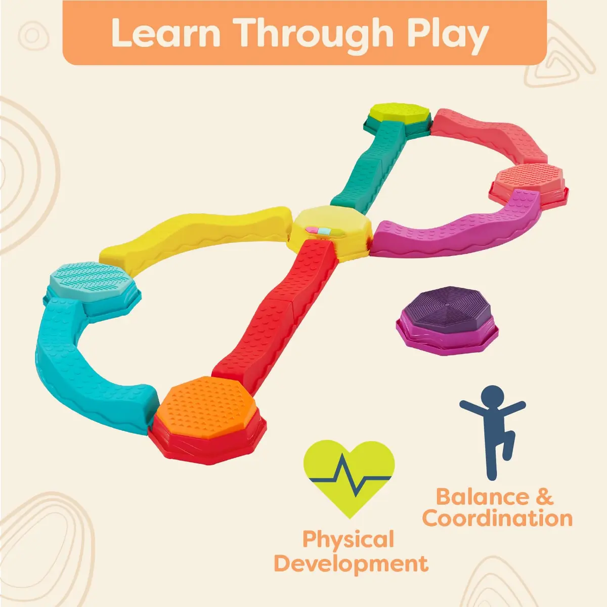 B. toys Balance Beam Set, Musical Wavy Beams & Sensory Stones | Active Indoor & Outdoor Play for Kids 3+ - view 4