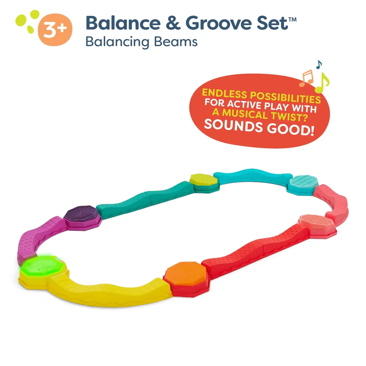 B. toys Balance Beam Set, Musical Wavy Beams & Sensory Stones | Active Indoor & Outdoor Play for Kids 3+ - view 2