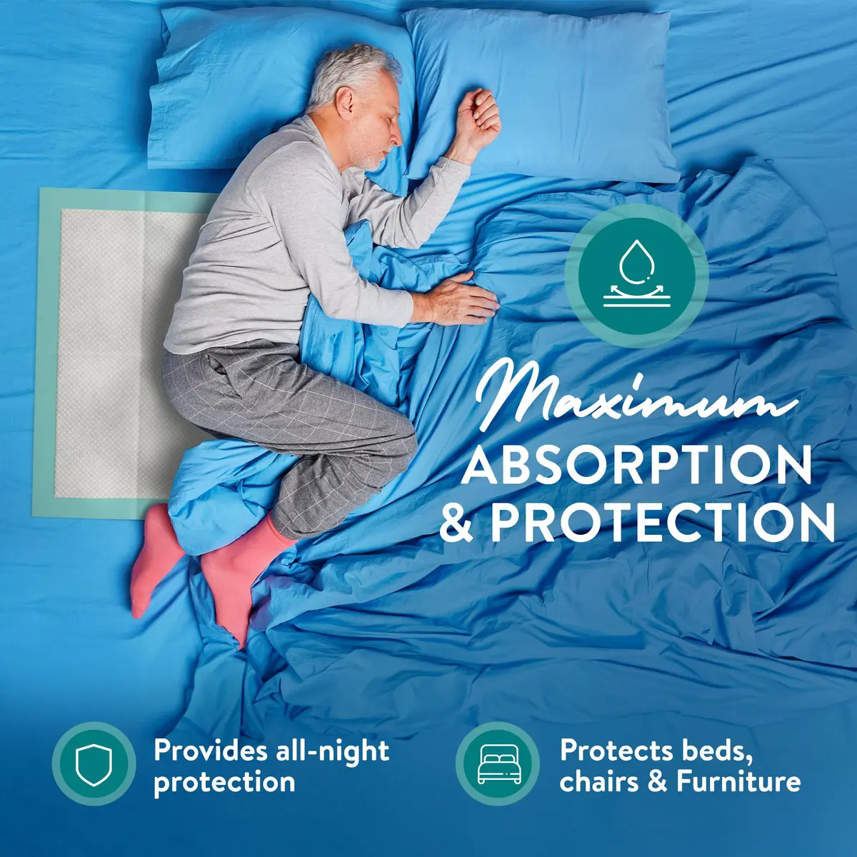 Inspire Super & Ultra Absorbent Disposable Bed Pads 36" x 36" Pack of 25 | Leakproof & Odor Locking for Adult Incontinence - view 3