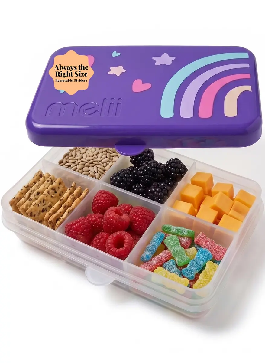 melii Snackle Box 6-Compartment Rainbow | BPA-Free Food Storage for Kids & Travel - main product image