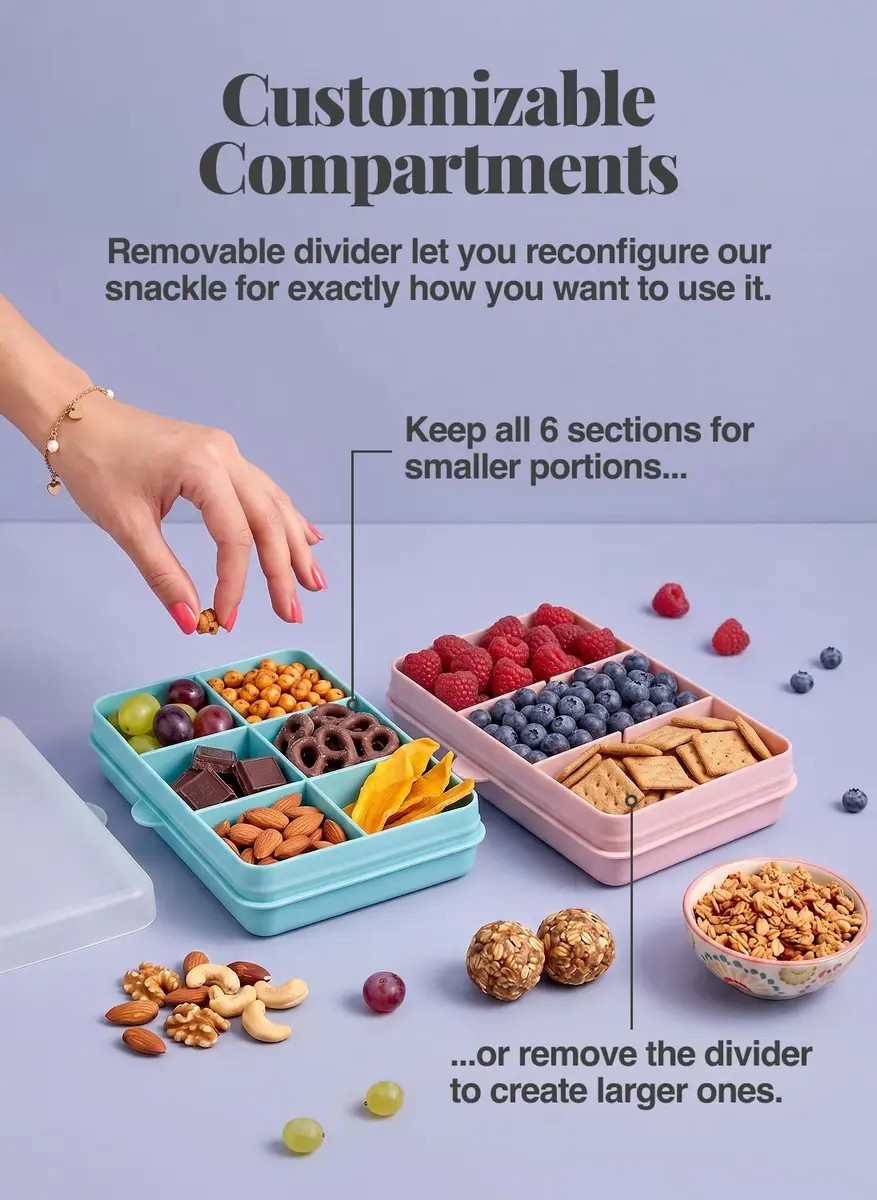 melii Snackle Box 6-Compartment Rainbow | BPA-Free Food Storage for Kids & Travel - view 3