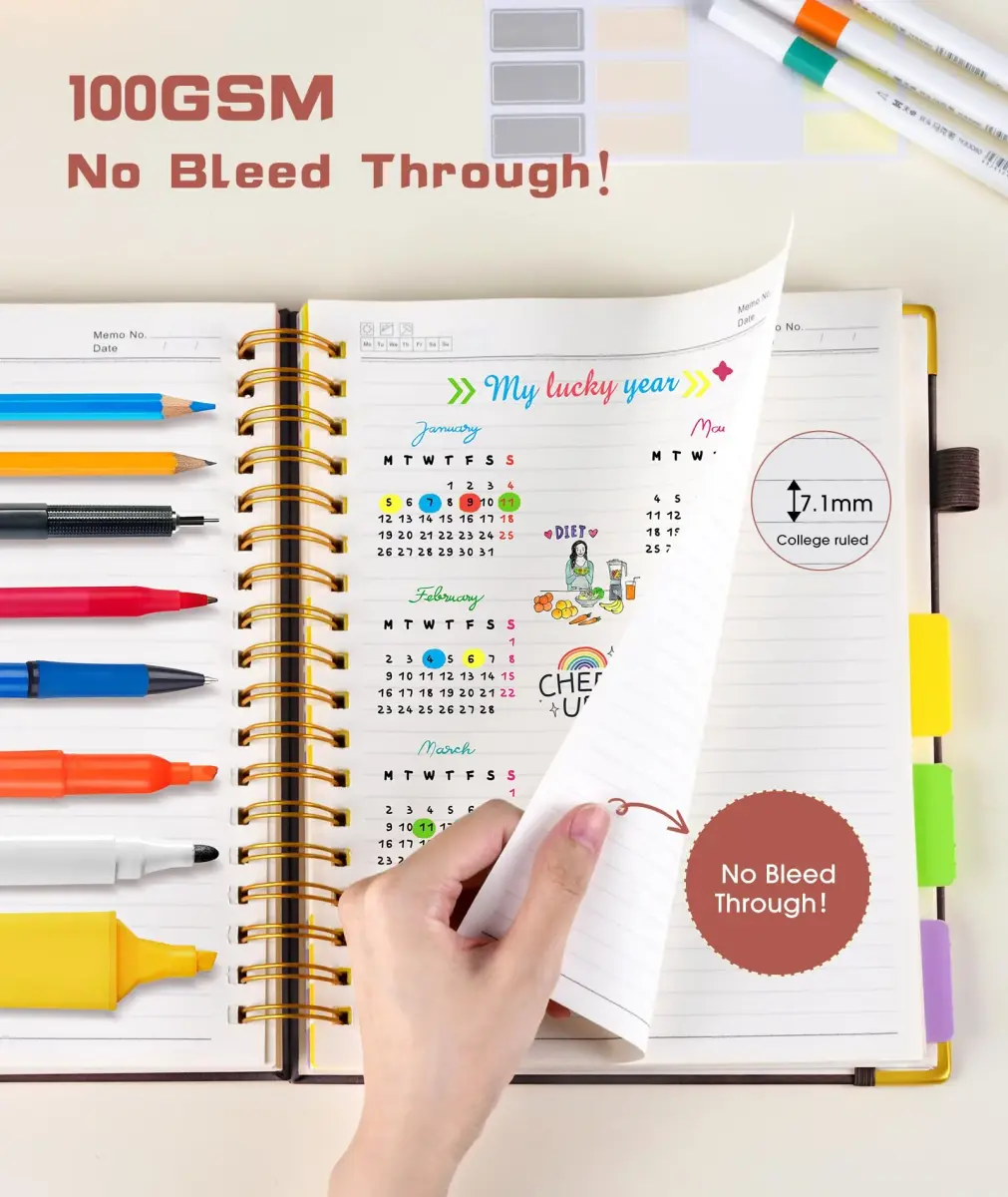 dilitego Hardcover Spiral Notebook 300 Pages A5 Brown | Smooth Writing Acid-Free Paper - view 6