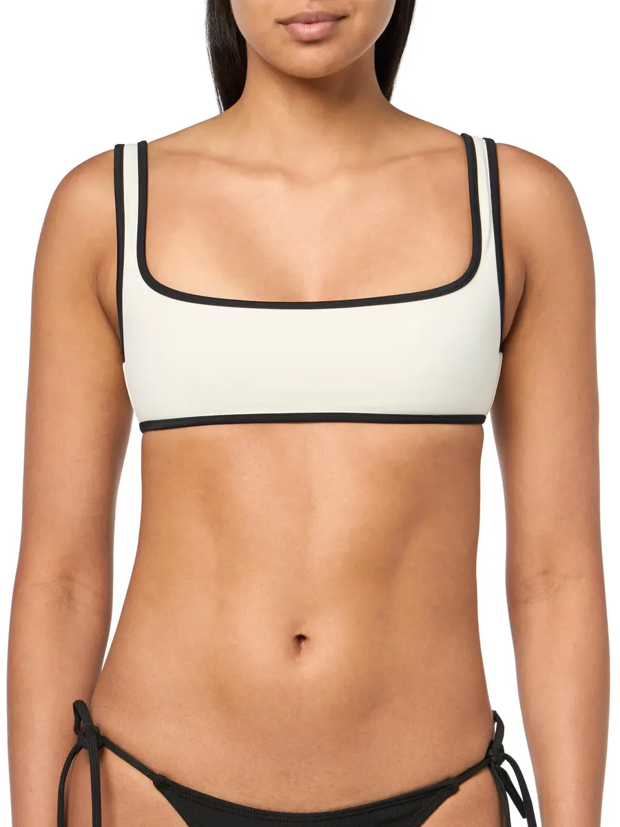 Onia Women's Standard Claire Bikini TOP, EGRET/Black-X-Small | Adjustable straps & Darted cups - main product image