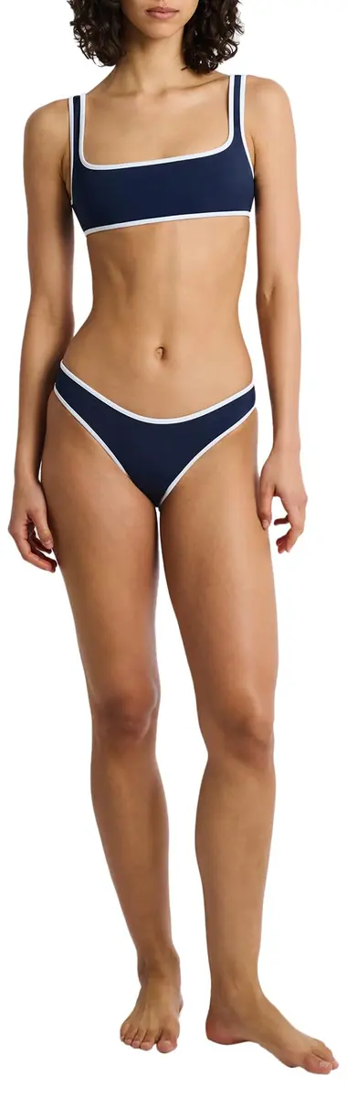 Onia Women's Standard Claire Bikini TOP, DEEP Navy/White-Large | Adjustable Triangle Swimsuit - view 2