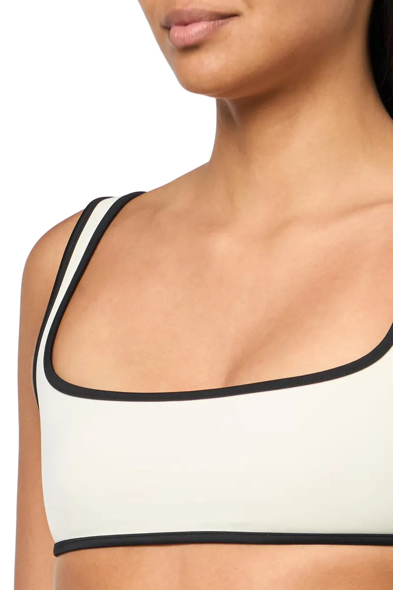 Onia Women's Standard Claire Bikini TOP, EGRET/Black-Large | Adjustable Straps & Classic Triangle Fit - view 3