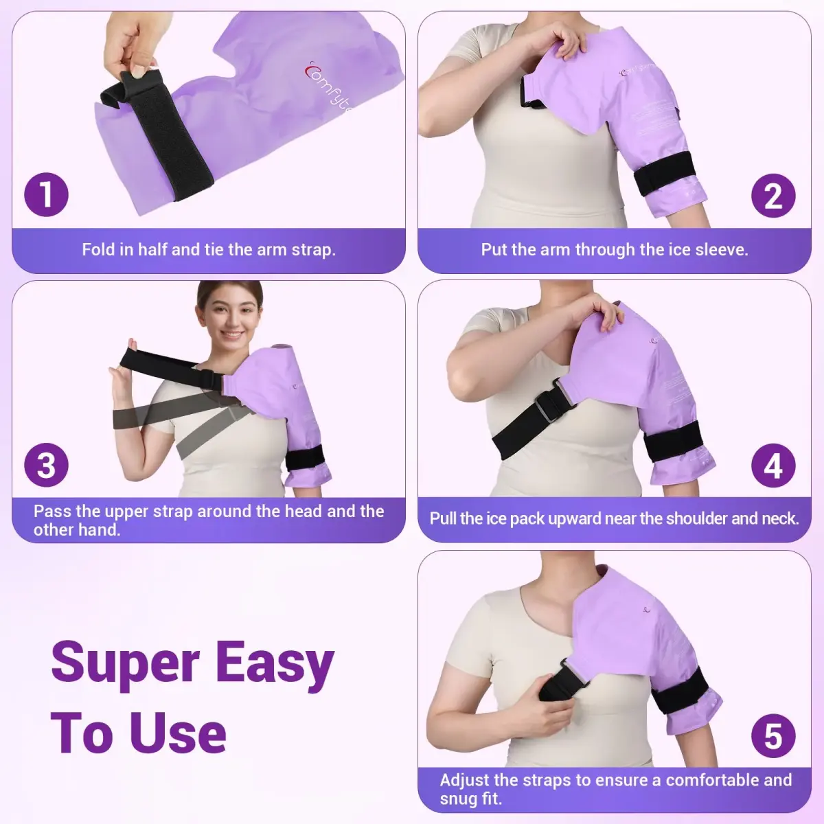 Comfytemp Shoulder Ice Pack Wrap Rotator Cuff Therapy Large/X-Large Purple | Cold & Hot Therapy for Pain Relief - view 6