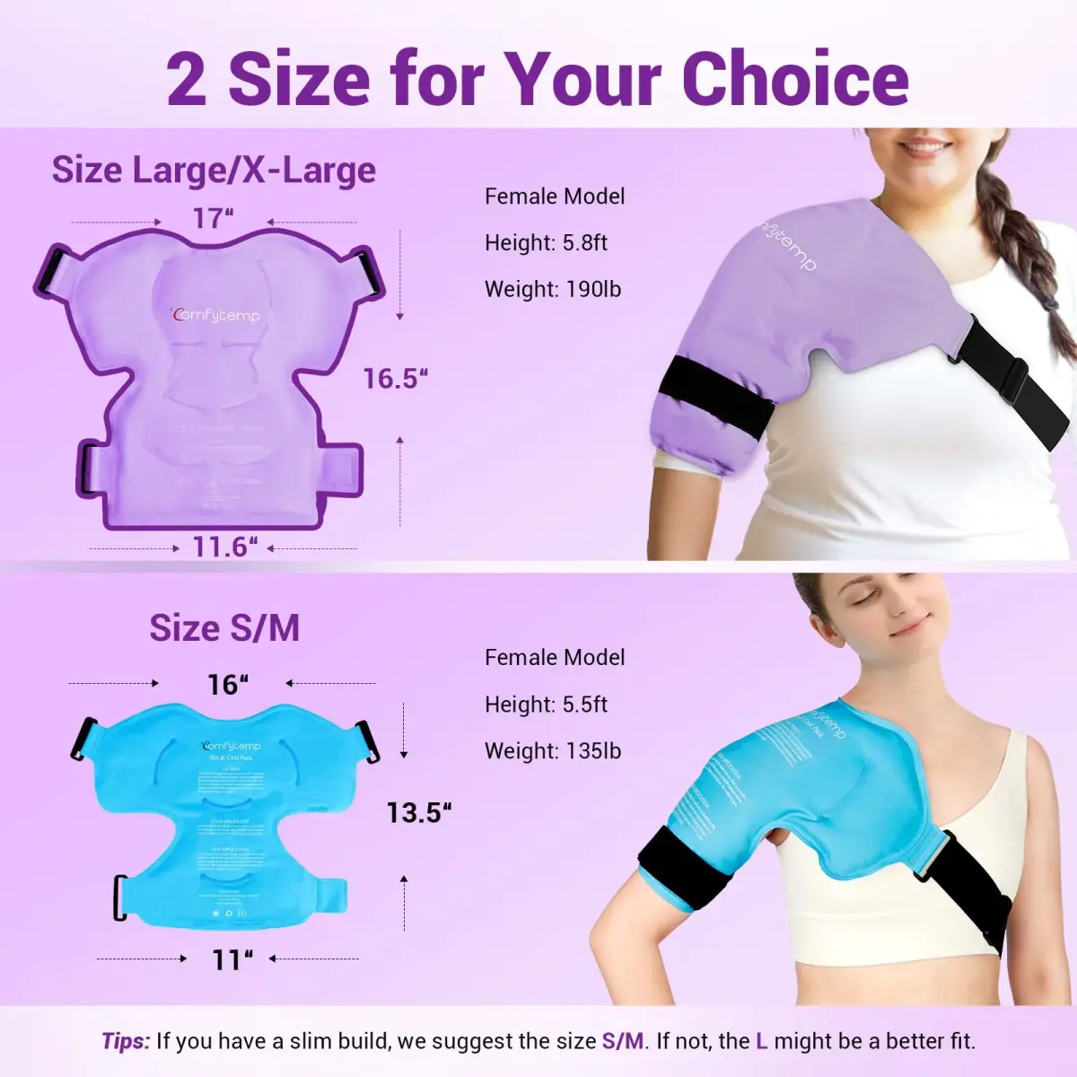 Comfytemp Shoulder Ice Pack Wrap Rotator Cuff Therapy Large/X-Large Purple | Cold & Hot Therapy for Pain Relief - view 2