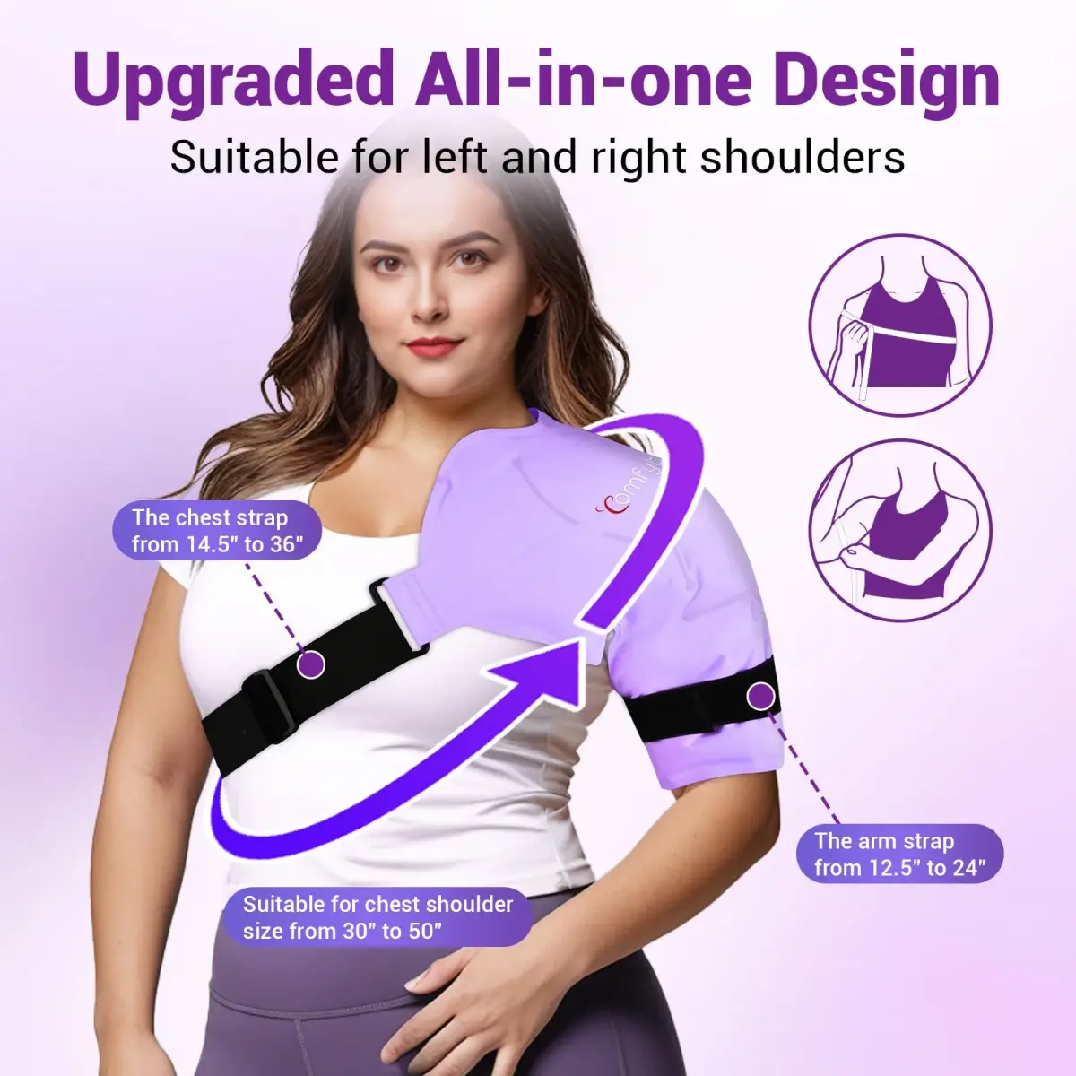Comfytemp Shoulder Ice Pack Wrap Rotator Cuff Therapy Large/X-Large Purple | Cold & Hot Therapy for Pain Relief - view 3