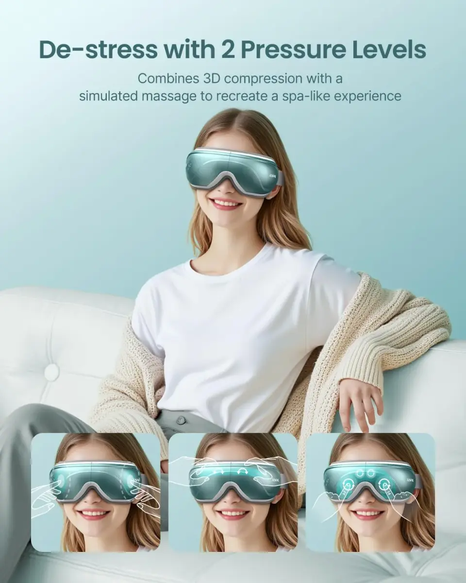 RENPHO Eye Massager with Heat and Cooling, Birthday Gifts for Mom Dad Women Men Heated Eye Mask for Migraine Relief Reduce Strain Improve Sleep Eyeris 2 - view 5