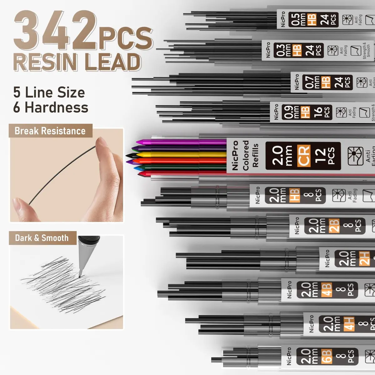 Nicpro 37PCS Gold Art Mechanical Pencil Set, 0.3/0.5/0.7/0.9/2mm Point | Smooth Ink Flow Writing Instrument - view 4
