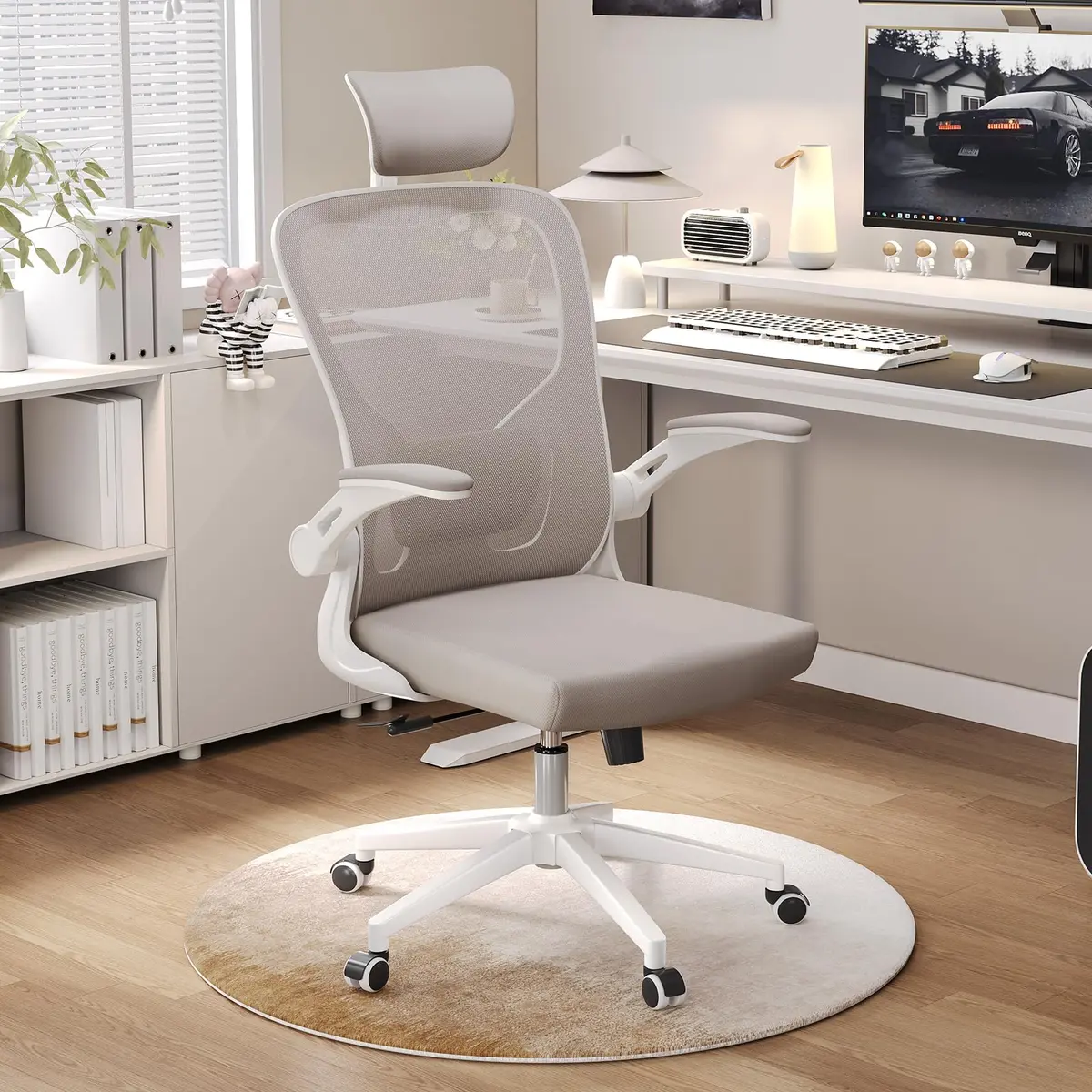 SICHY AGE High Back Mesh Office Chair with Adjustable Lumbar Support & Flip-Up Armrests | 24.59in x 20in x 49.2in - view 3