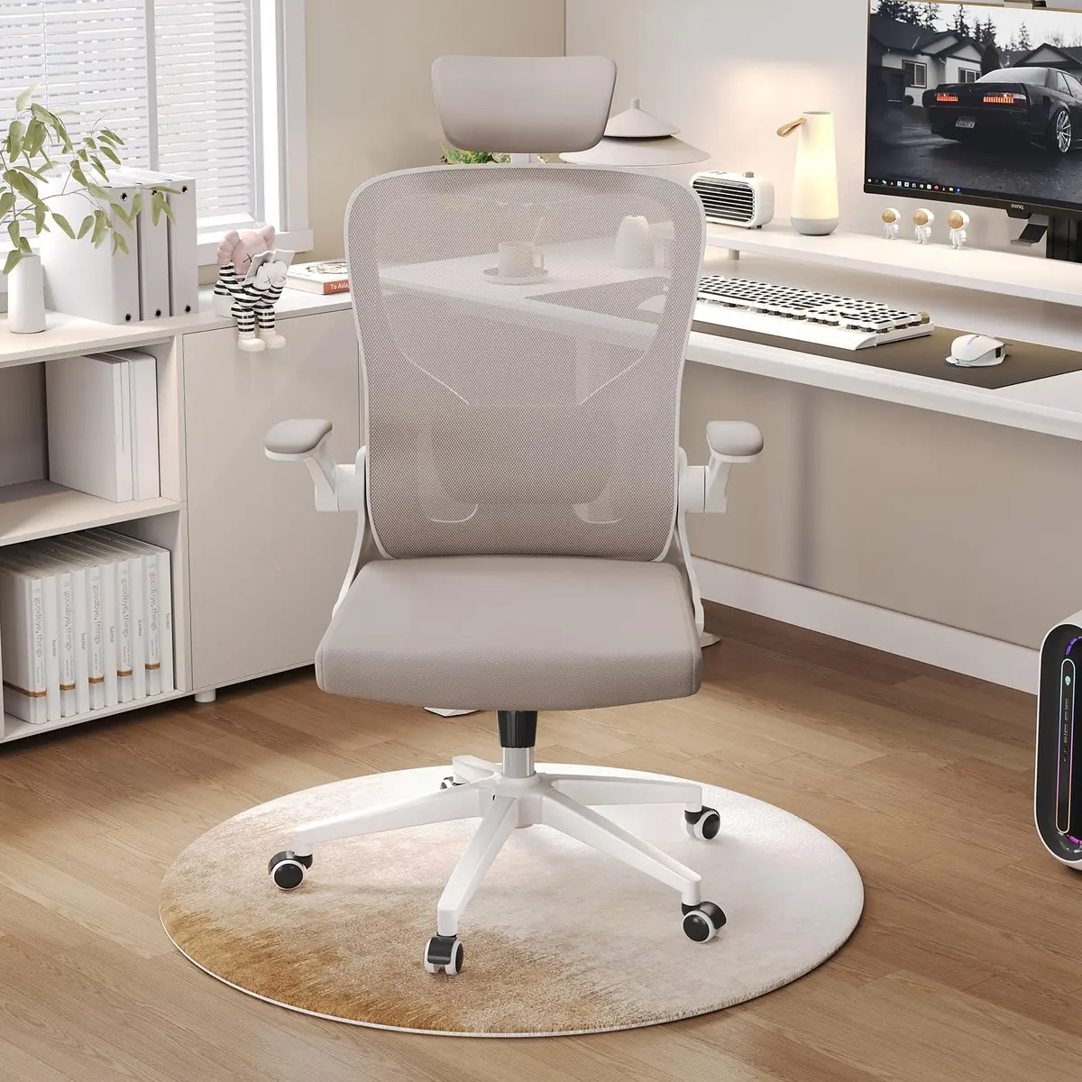 SICHY AGE High Back Mesh Office Chair with Adjustable Lumbar Support & Flip-Up Armrests | 24.59in x 20in x 49.2in - view 4