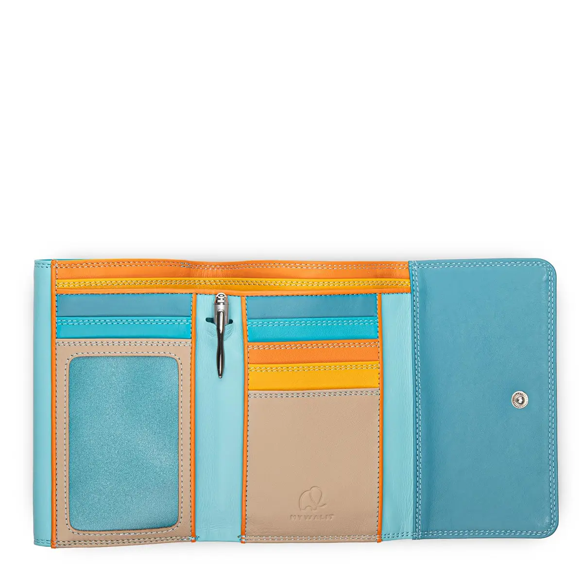 mywalit Double-Flap Wallet Leather Purse | 6 Credit Card Slots | ID Window, Coin Pockets & Pen | Sardinia | Compact & Stylish - view 2