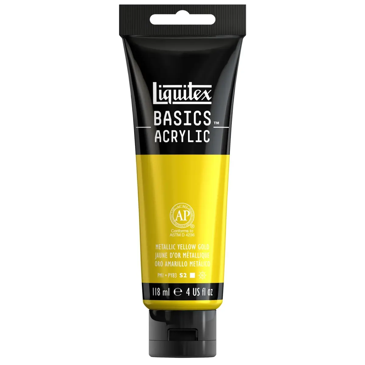 Liquitex BASICS Acrylic Paint Metallic Yellow Gold 118ml (4 Fl Oz) | AP Certified Fine Art Pigments - main product image