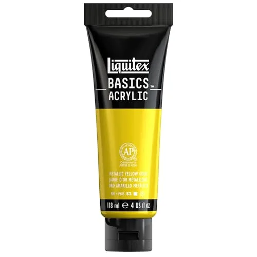Liquitex BASICS Acrylic Paint Metallic Yellow Gold 118ml (4oz) | Artist-Grade Pigment for Vibrant Art - main product image