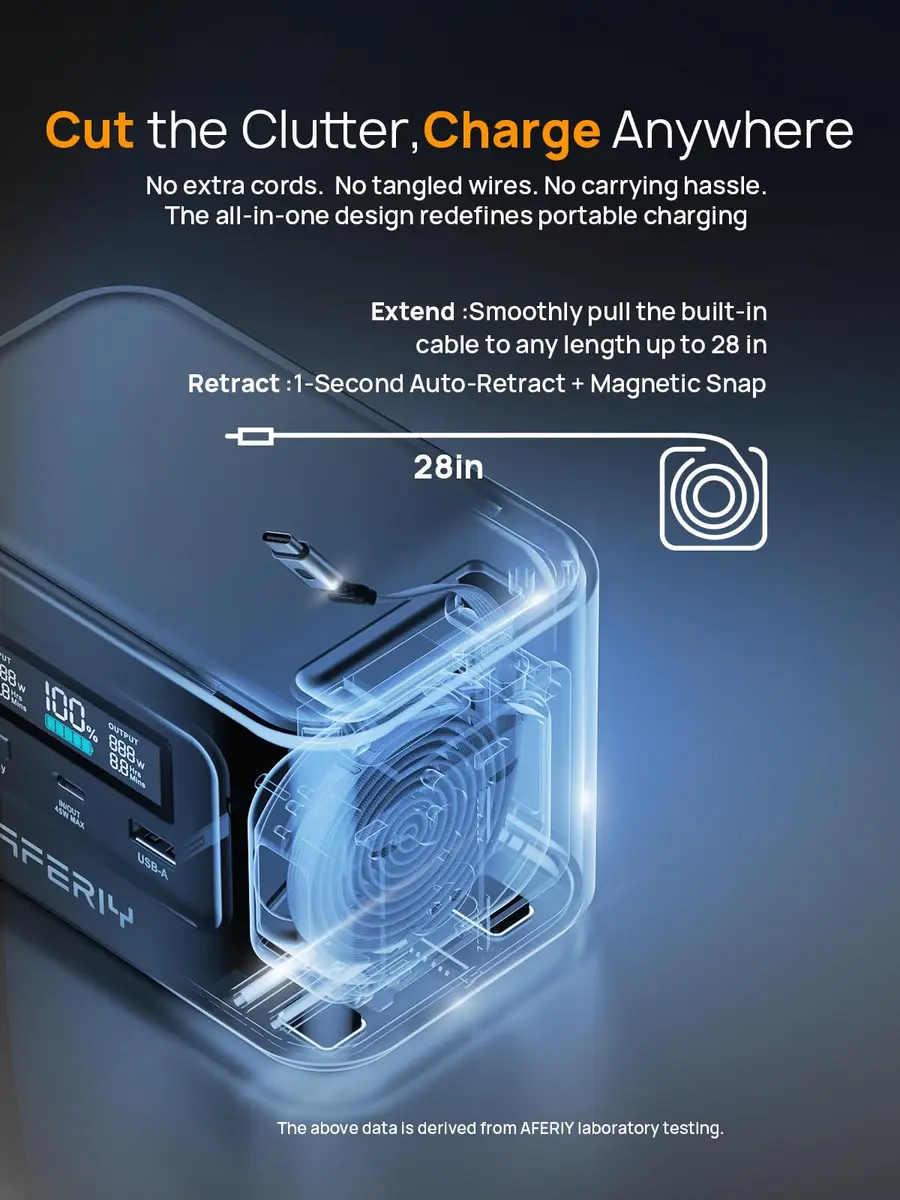 AFERIY Nano100 Portable Power Bank Station 145W | 31000mAh, 100W PD Charger, Travel-Ready, Solar Support - view 2
