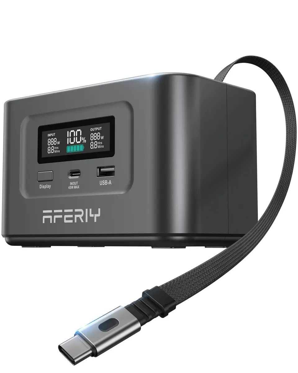 AFERIY Nano100 31000mAh Power Bank Station, 100W PD Laptop Portable Charger | 145W Output, LiFePO4 Battery, Solar Support - main product image