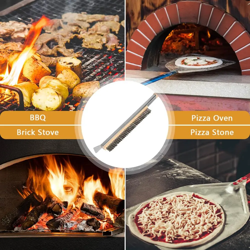 Aolso Pizza Oven Brush 21" Stainless Steel & Rubber Wood Handle | Heavy Duty Grill Cleaning Tool - view 7
