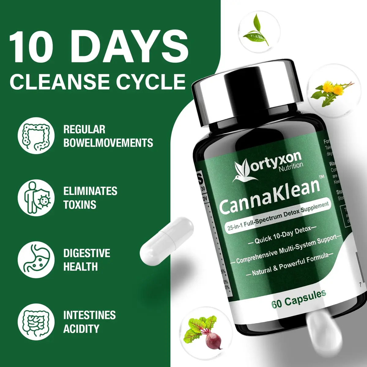 Vortyxon 25-in-ONE CannaKlean & Detox Capsules | Natural Detox & Liver Support (120 Capsules) | 2 Pack - view 3