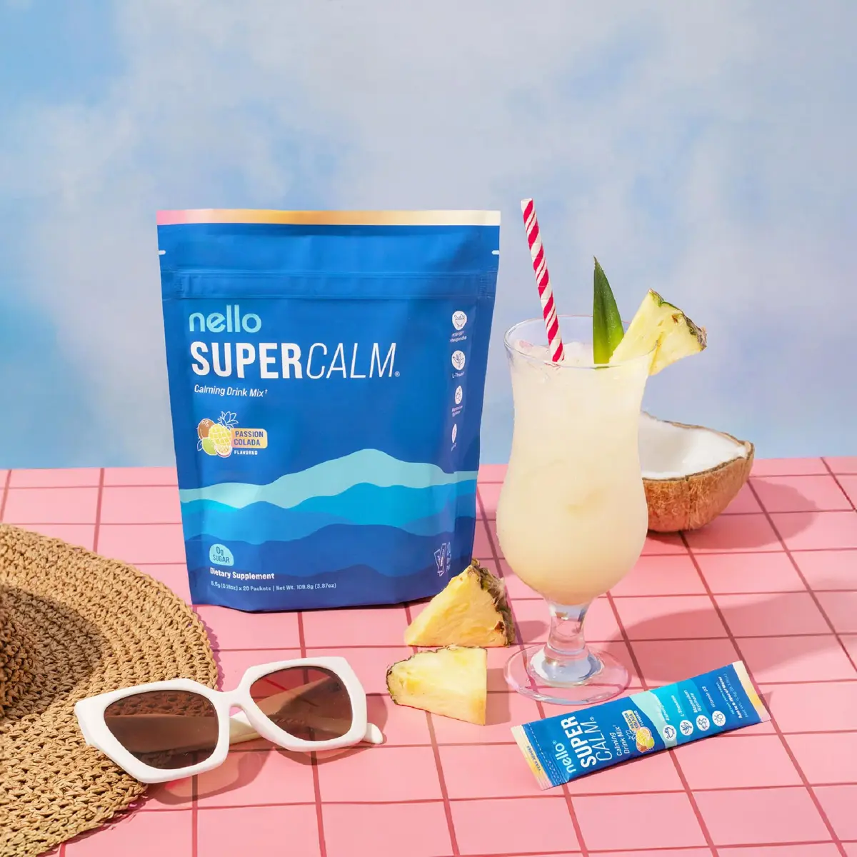 Nello Supercalm Powdered Drink Mix Passion Colada 20 Servings | Cortisol Reducer & Sleep Aid Supplement - view 4