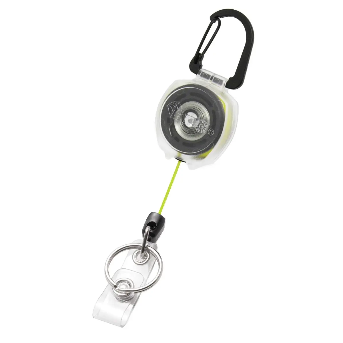 KEY-BAK Sidekick Carabiner Keychain 1-3/8" Yellow | Holds 5 Keys, Retractable, Made in USA - main product image