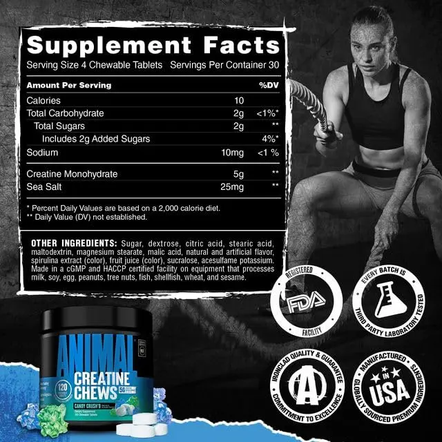 Animal Creatine Monohydrate Chews for Men & Women | 120 Count | 5g Creatine per Chew for Strength & Recovery - view 9
