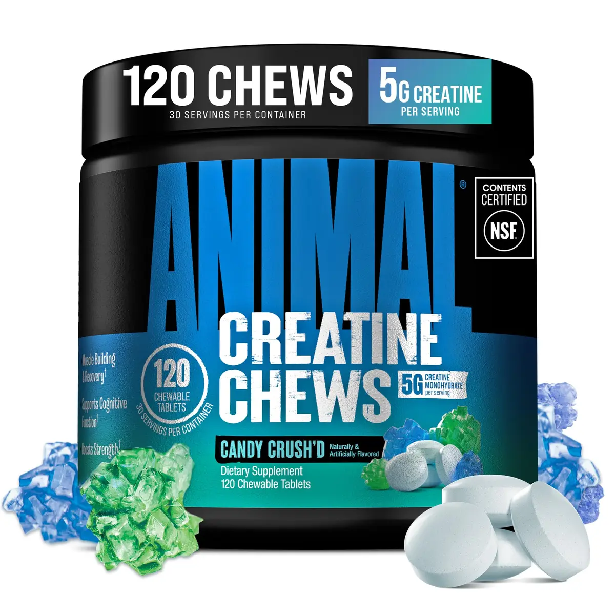 Animal Creatine Monohydrate Chews for Men & Women | 120 Count | 5g Creatine per Chew for Strength & Recovery - main product image