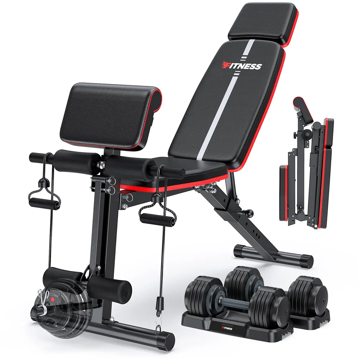 XDDIAS Adjustable Weight Bench with Leg Extension & Preacher Curl Pad | Foldable Home Gym Equipment Support up to 770 lbs - main product image