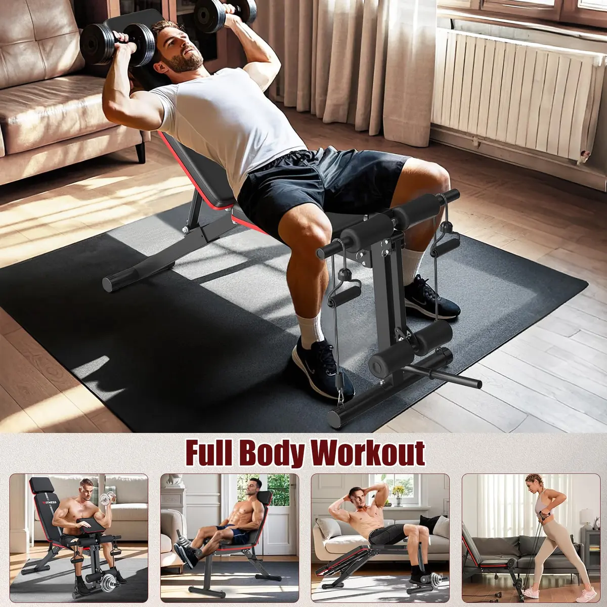 XDDIAS Adjustable Weight Bench with Leg Extension & Preacher Curl Pad | Foldable Home Gym Equipment Support up to 770 lbs - view 6