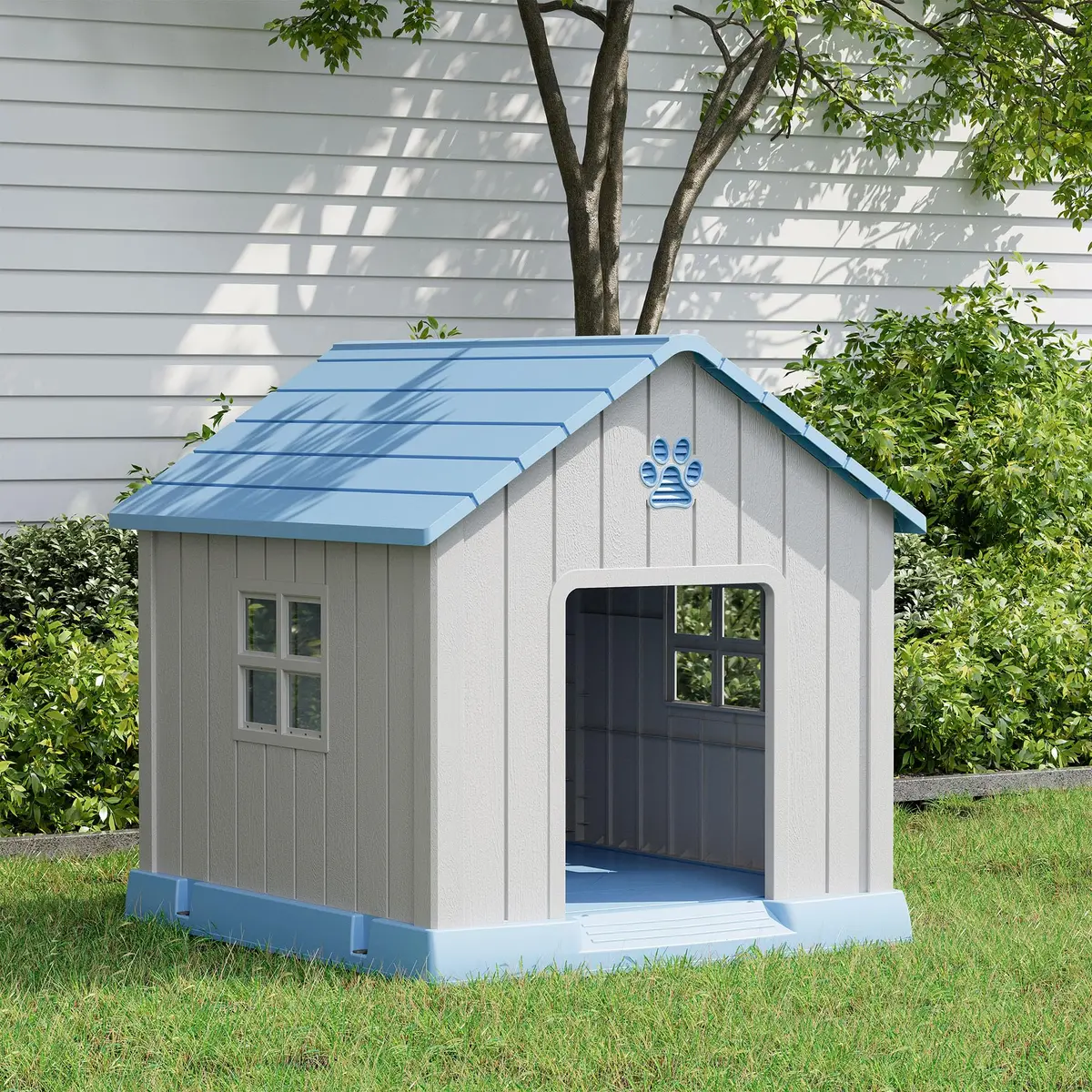 Fancyango Dog House Outdoor Indoor Waterproof Ventilated Easy to Clean Elevated Floor 31" L x 33.3" W x 33.5" H - view 8