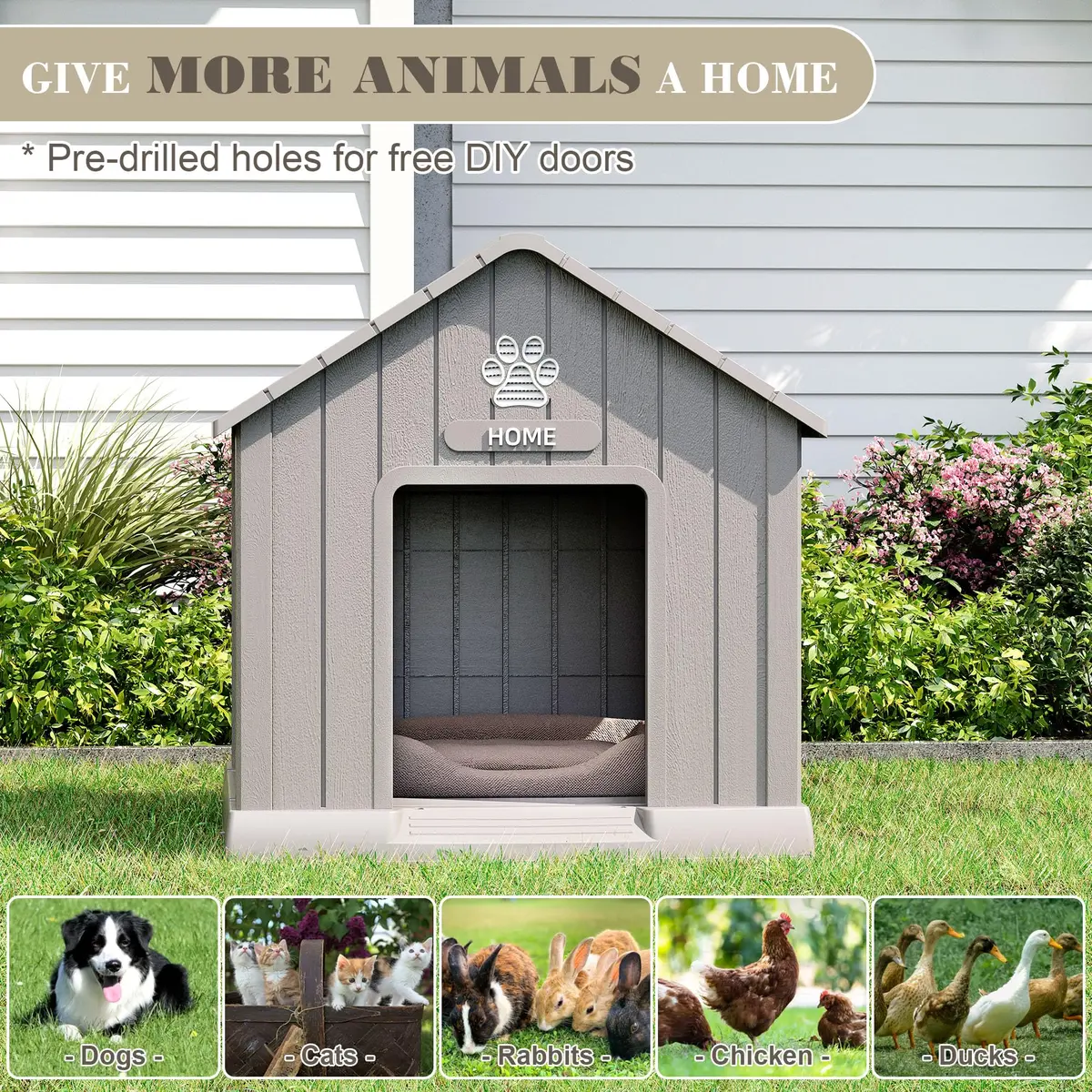 Fancyango Dog House Outdoor Indoor | Waterproof, Ventilated, Easy to Clean, Elevated Floor for Small-Medium Dogs - view 5