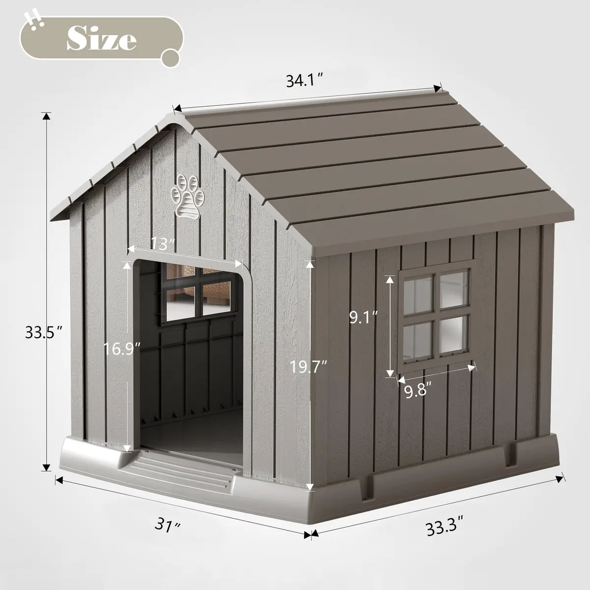 Fancyango Dog House Outdoor Indoor | Waterproof, Ventilated, Easy to Clean, Elevated Floor for Small-Medium Dogs - view 6