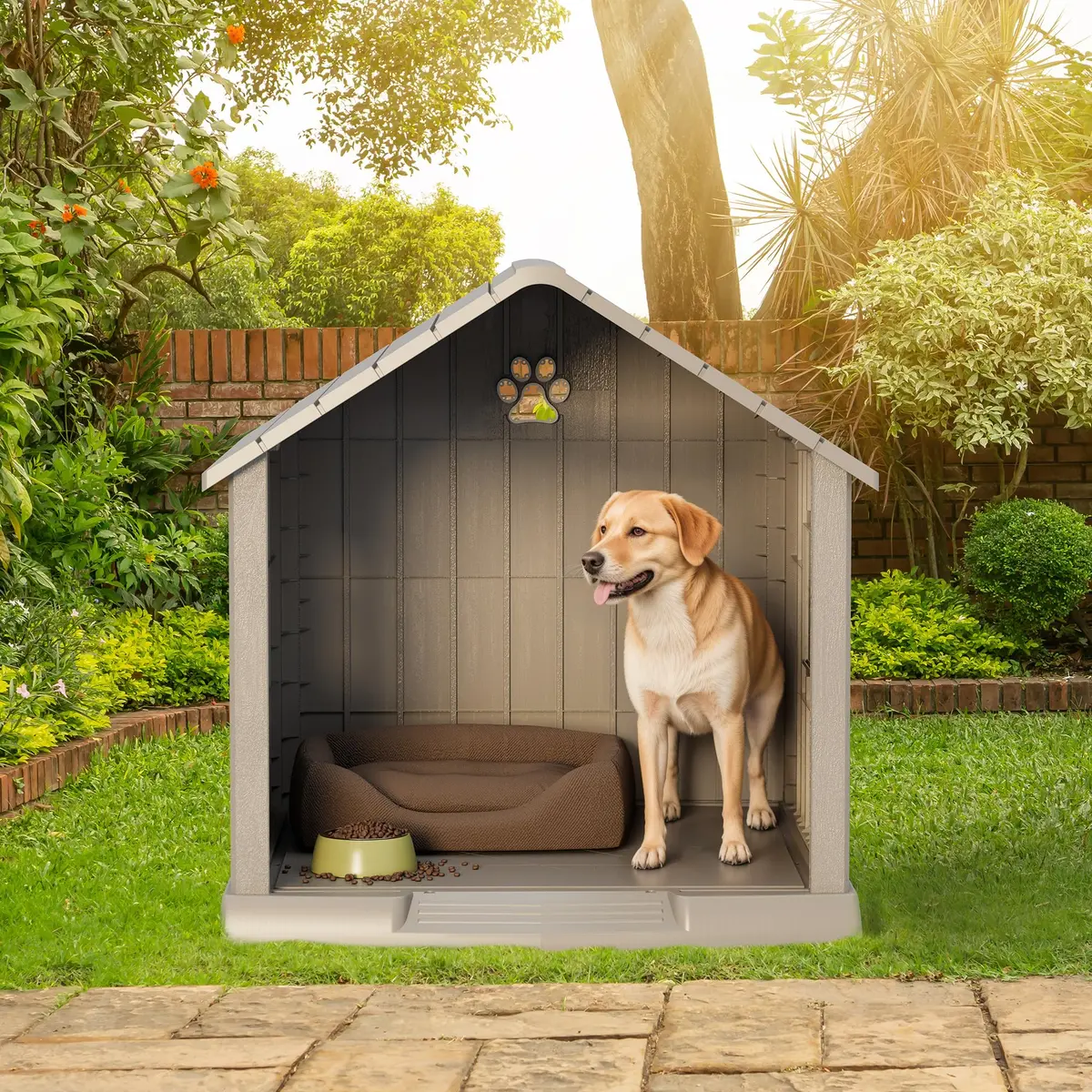 Fancyango Dog House Outdoor Indoor | Waterproof, Ventilated, Easy to Clean, Elevated Floor for Small-Medium Dogs - view 8
