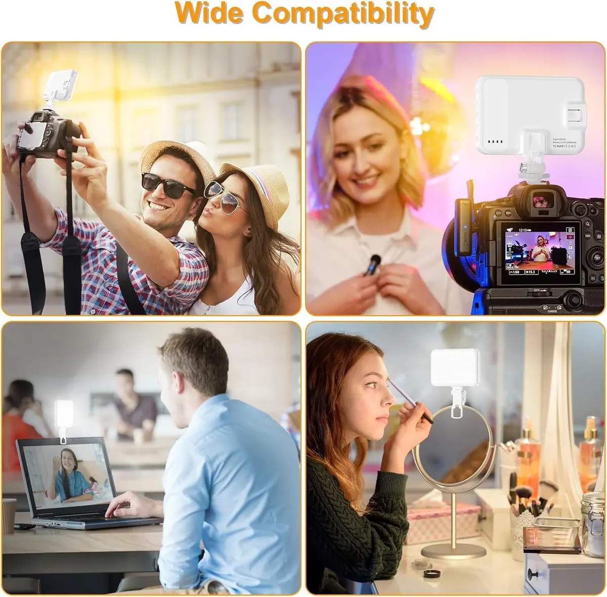 Hagibis Selfie Light, LED Camera Light Video Lights 60 LED 2200mAh Rechargeable Phone Light 7 Modes, 10-Level Brightness | Portable Clip-on for Phone/Tablet/Laptop, White - view 6