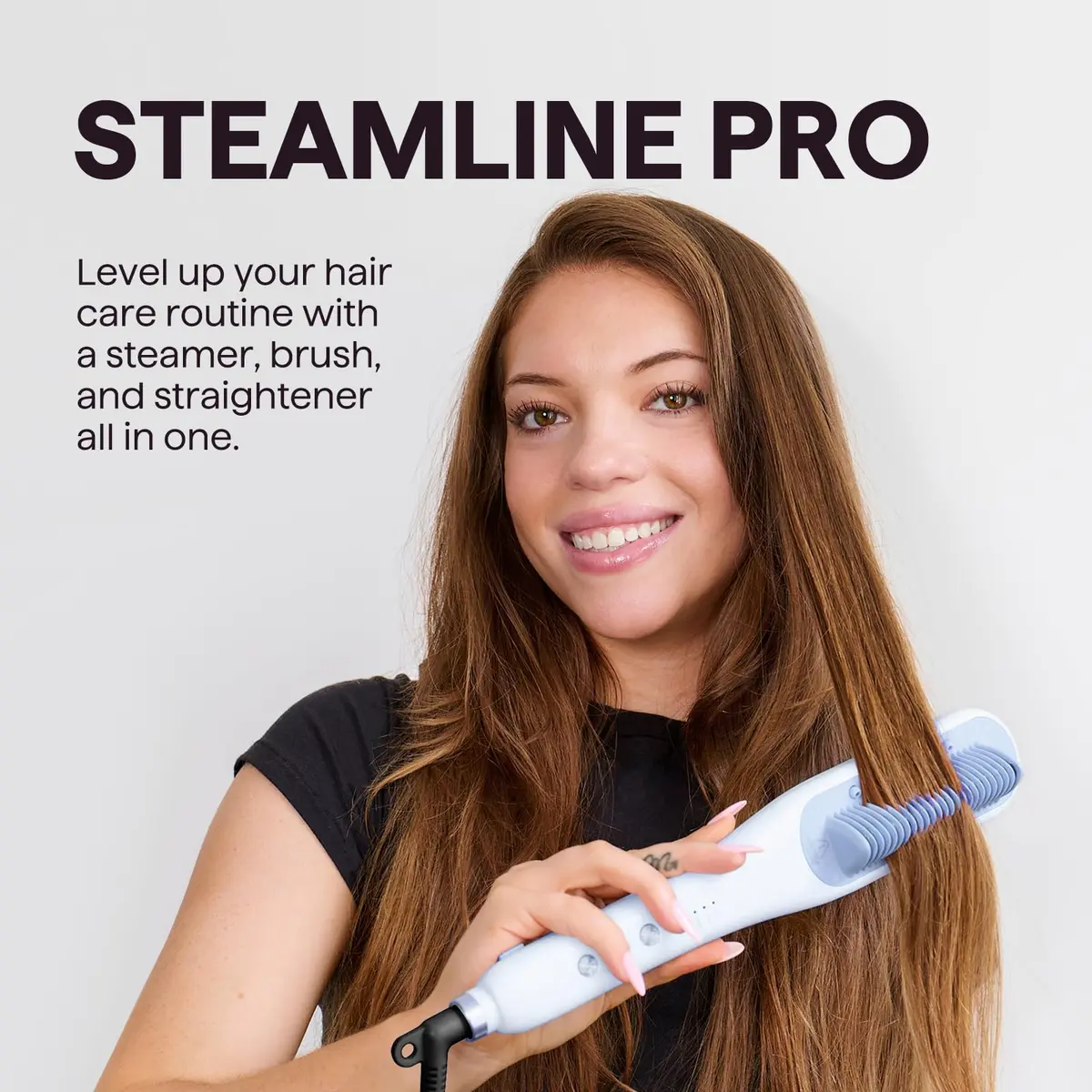 Wavytalk Steam Hair Straightener Brush with Hydro-Infusion Steam Technology, 2.0m Cord, Blue | 410°F Max Heat, 10-15 Min Styling - view 2