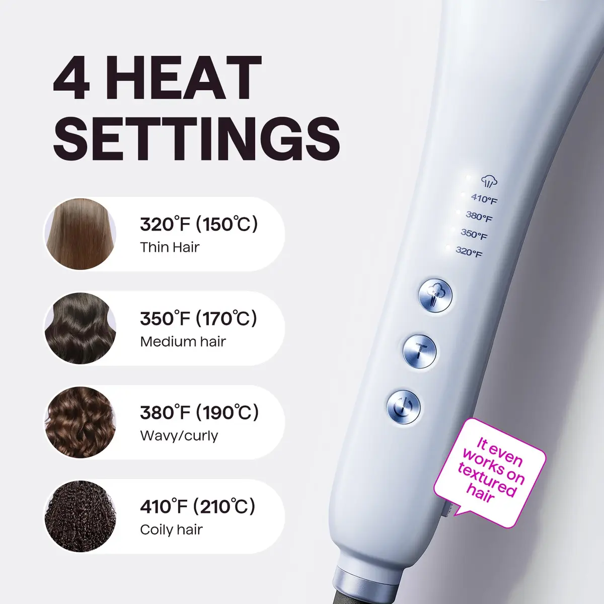 Wavytalk Steam Hair Straightener Brush with Hydro-Infusion Steam Technology, 2.0m Cord, Blue | 410°F Max Heat, 10-15 Min Styling - view 4