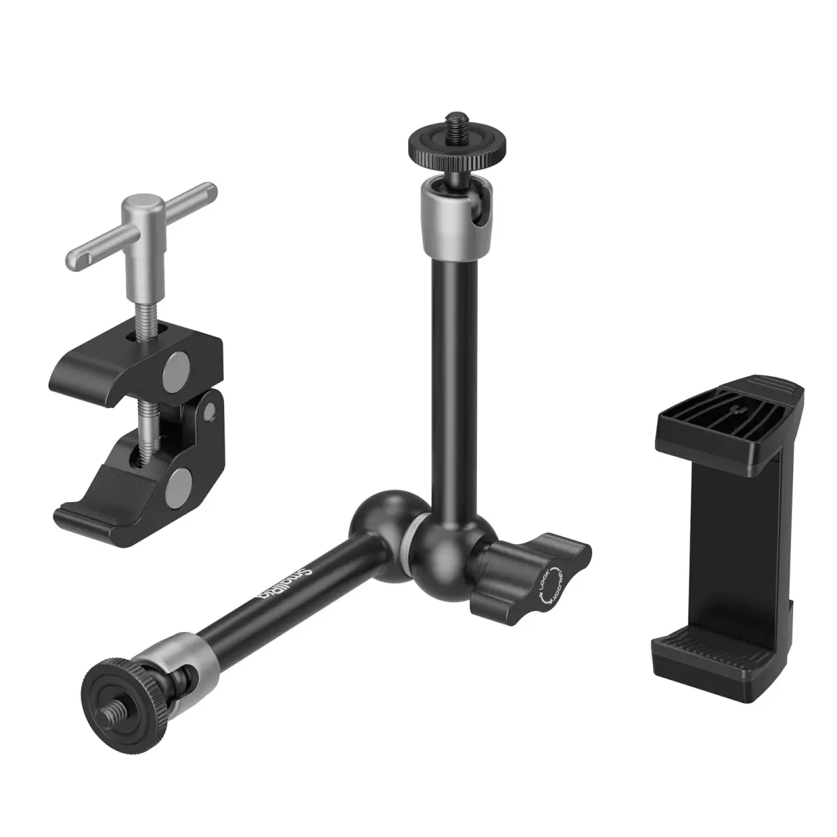 SmallRig 9.8" Articulating Magic Arm with Super Clamp & Phone Holder | 220mm (8.6") Black - main product image