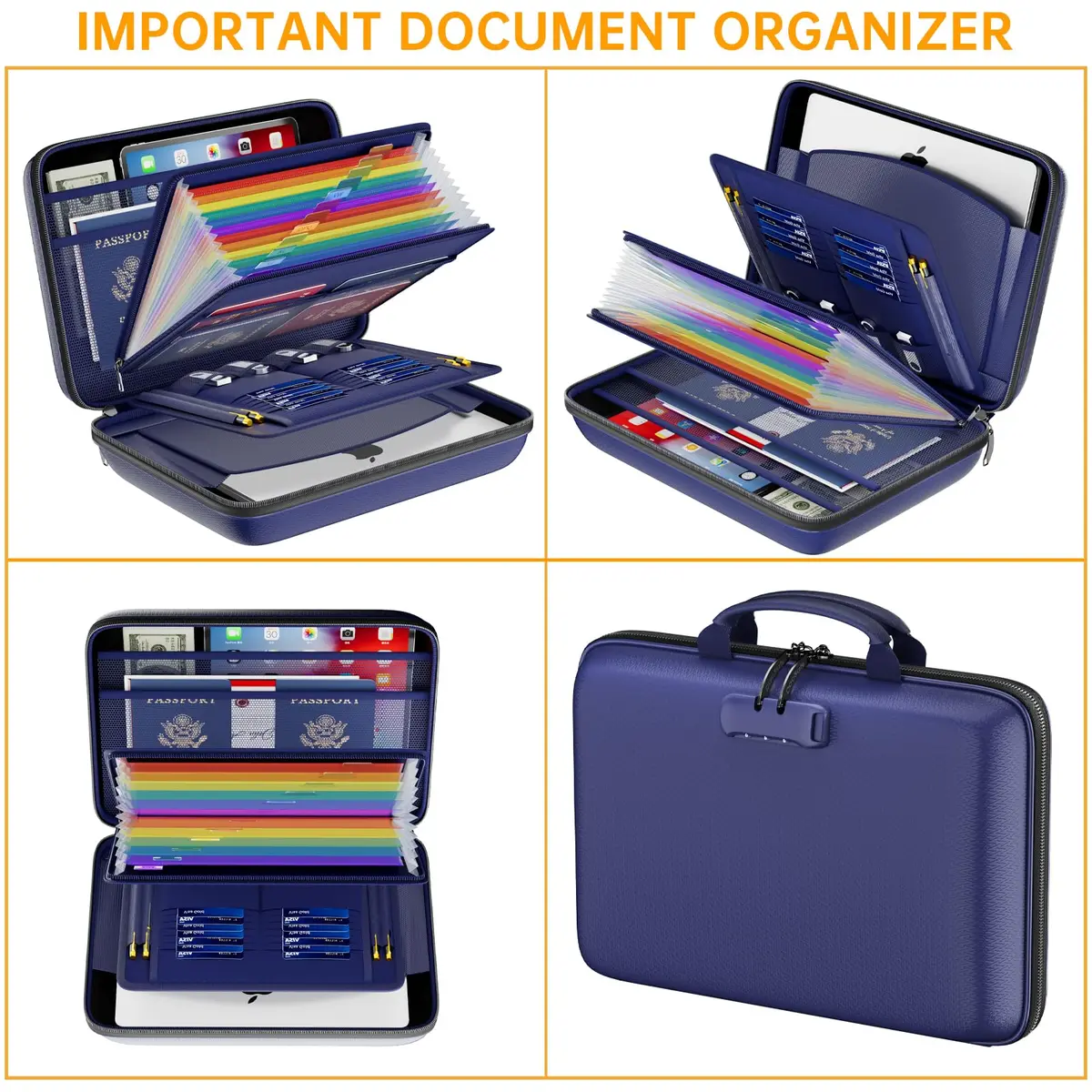 DocSafe Fireproof Document Box with Lock & 13-Pocket Accordion File Folder, 39.4cm x 29.2cm x 7.6cm (15.5" x 11.5" x 3") | UL94-V0/5VA Flame Retardant - view 9