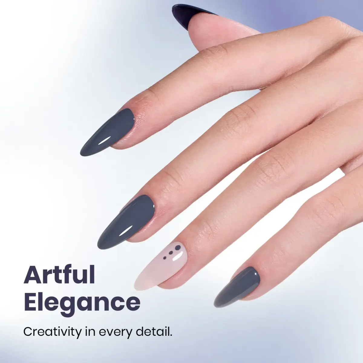Beetles Gel Polish Crown Blue 15ml | Dark Grey Gel Nail Polish for India - view 4