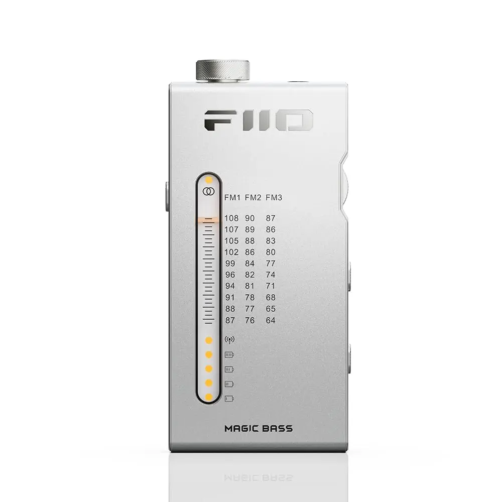 FiiO RR11 Portable HiFi FM Stereo Radio Receiver with Analog PVR Tuning, BASS+3D Sound Effects, 64MHz-108MHz (Silver, 1.57" x 3.31" x 0.51" / 4.19 x 8.41 x 1.3cm) - main product image
