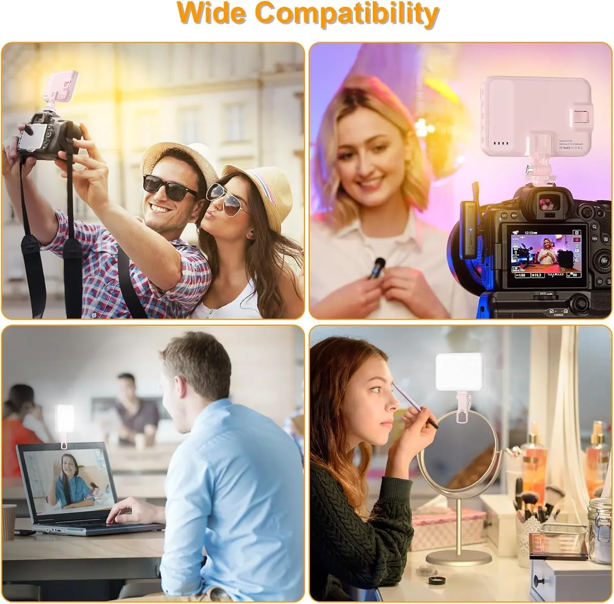Hagibis Pink Camera Continuous Light 60 LED | Rechargeable Selfie Lighting with 7 Modes & 10 Brightness Levels - view 5