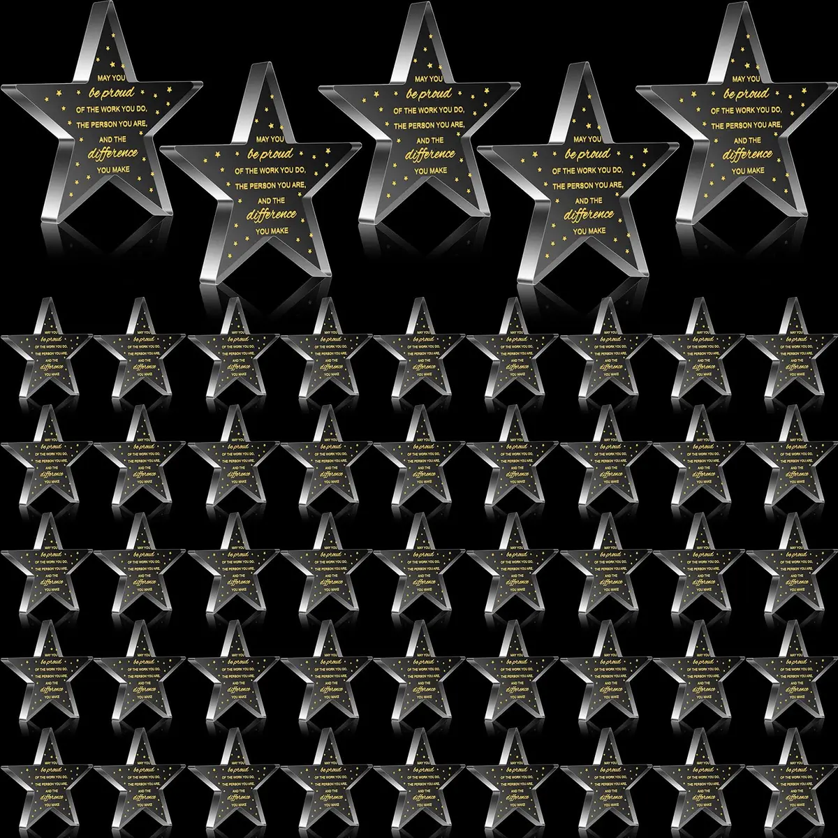 Huquary Acrylic Appreciation Trophies 50 Pcs (12.7cm / 1.02kg) | Motivational Pentagram Awards for Colleagues - main product image